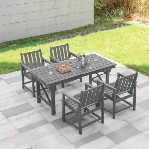 SeeHill Smoke Gray HDPE 5-PC Outdoor Dining Set,