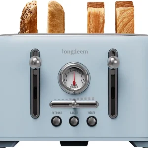 Retro 4-Slice Toaster with Wide Slots, 6 Browning Levels