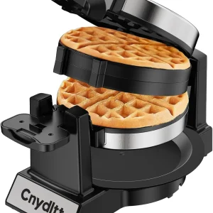 Double Waffle Maker, 1400W Rotating Belgian Iron