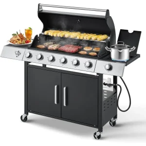 60,000 BTU Stainless Steel 6 Burner BBQ Propane Gas Grill