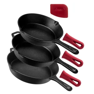 Cast Iron  Set 8 10 12 Inch Pre-Seasoned Frying Pans