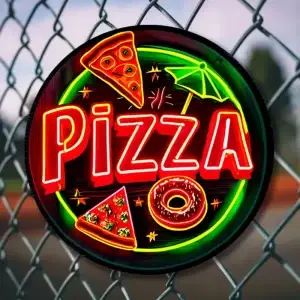 Neon Pizza Tin Sign 7.8 Inch Waterproof Wall Art