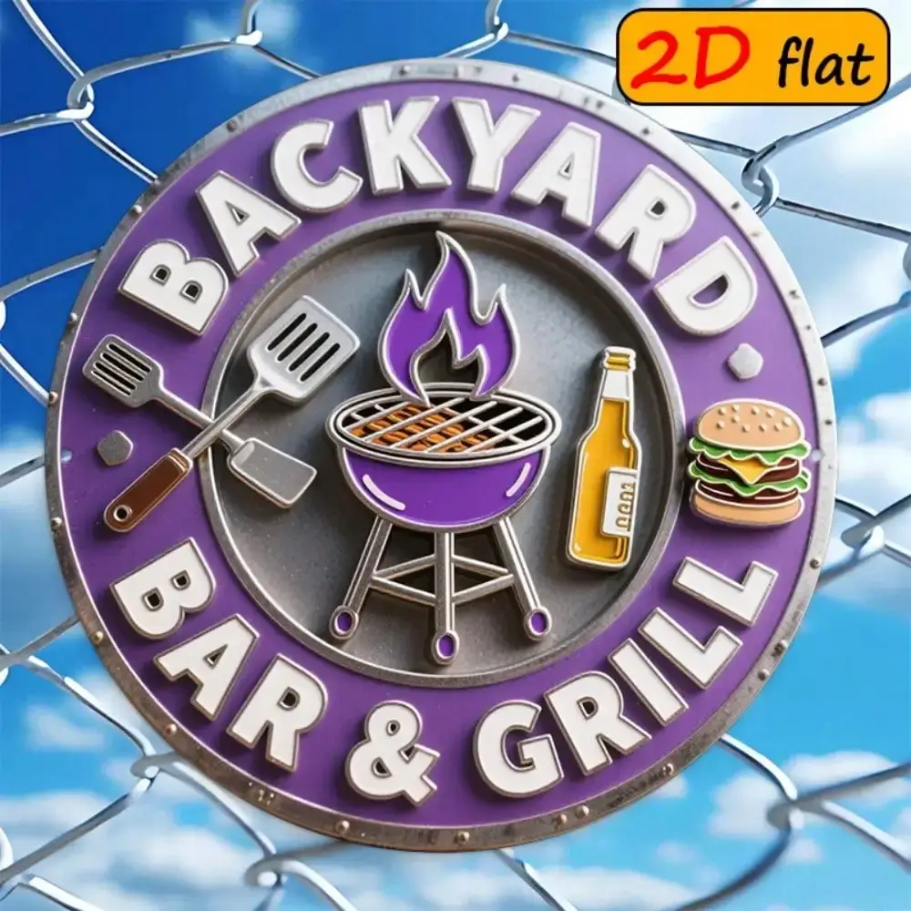 BBQ Party Sign 7.87 Inch Metal Outdoor Yard Art